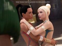 Ebony and blonde futanari babes entertaining the Egyptian pr